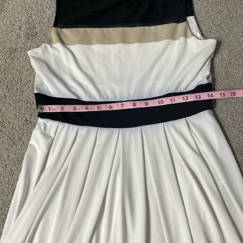 Dress Barn White Black Tan Knee Length Sleeveless Dress Size 6 - Picture 9 of 10